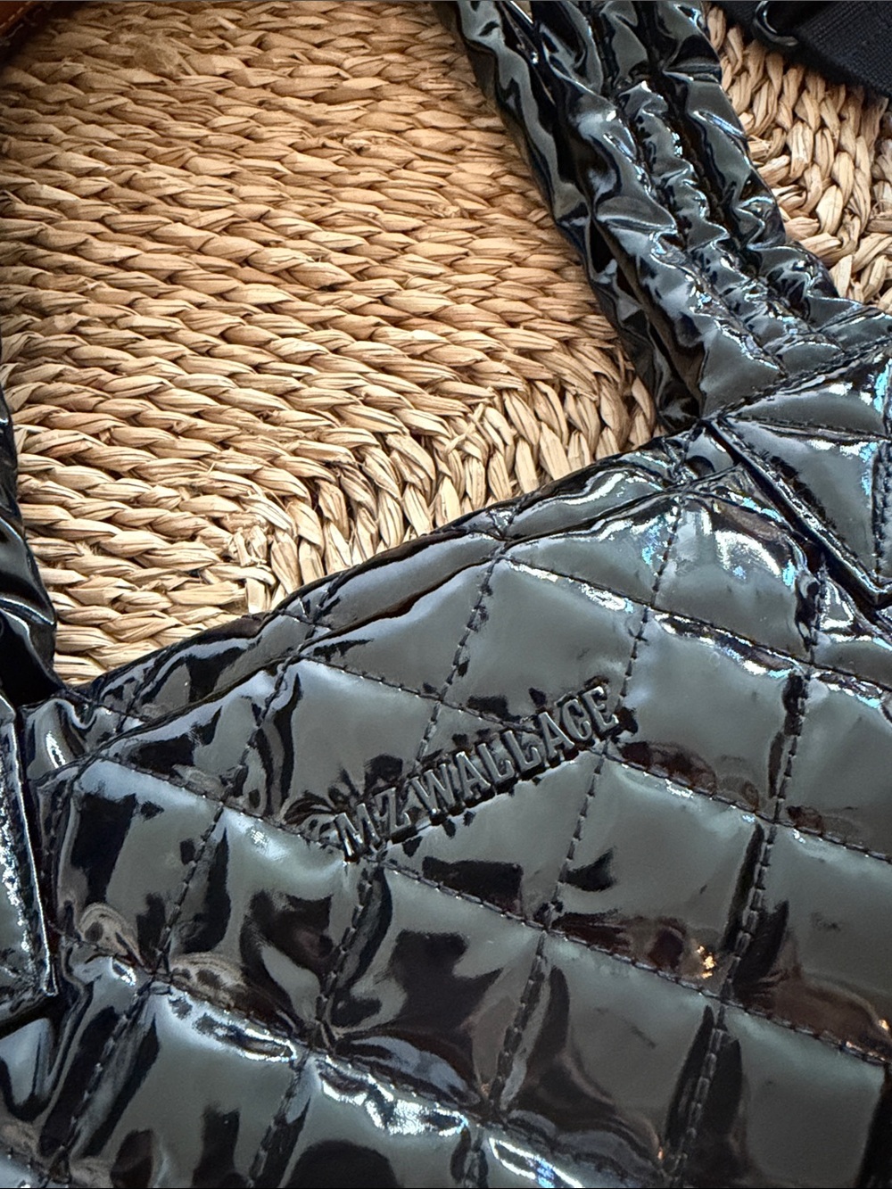 MZ Wallace Black Quilted Patent Tote with Removable Strap - Picture 3 of 3